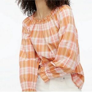 J. Crew Madras Plaid Top Sz M NWT